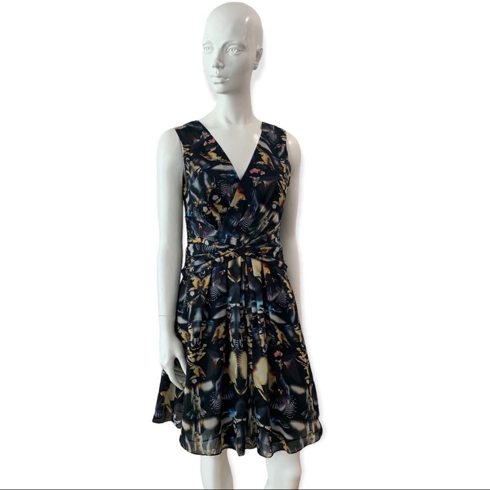 Rare Ted Baker Bird Floral Pattern Dress Size 6